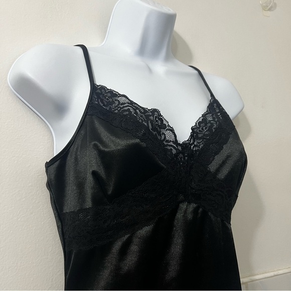 Women’s Lace Trim Satin Mini Slip Dress L Whimsigoth Fairy Grunge Witchy Vamp - Picture 3 of 12